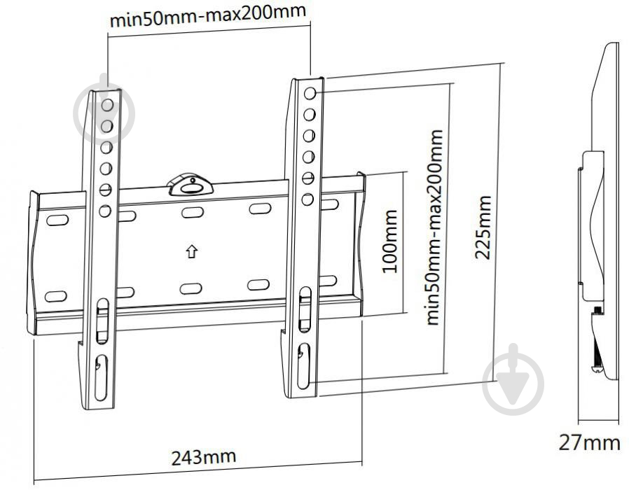 Крепление для телевизора Brateck KL21G-22F фиксированные 26"-42" черный - фото 2