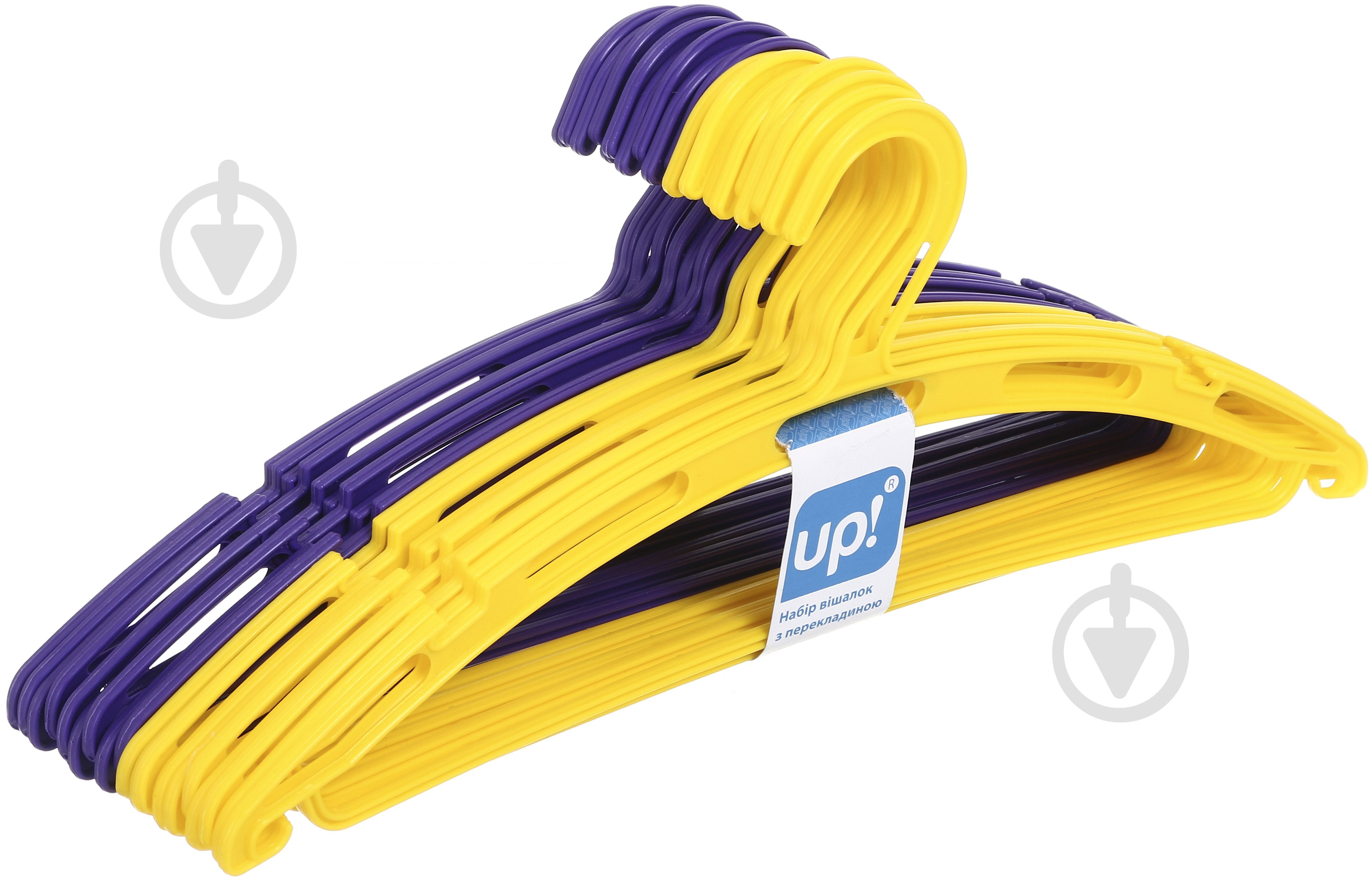 Набір плічок UP! (Underprice) кольорових з поперечиною 41 см пластик зеленийпомаранчевий 20 шт. - фото 1