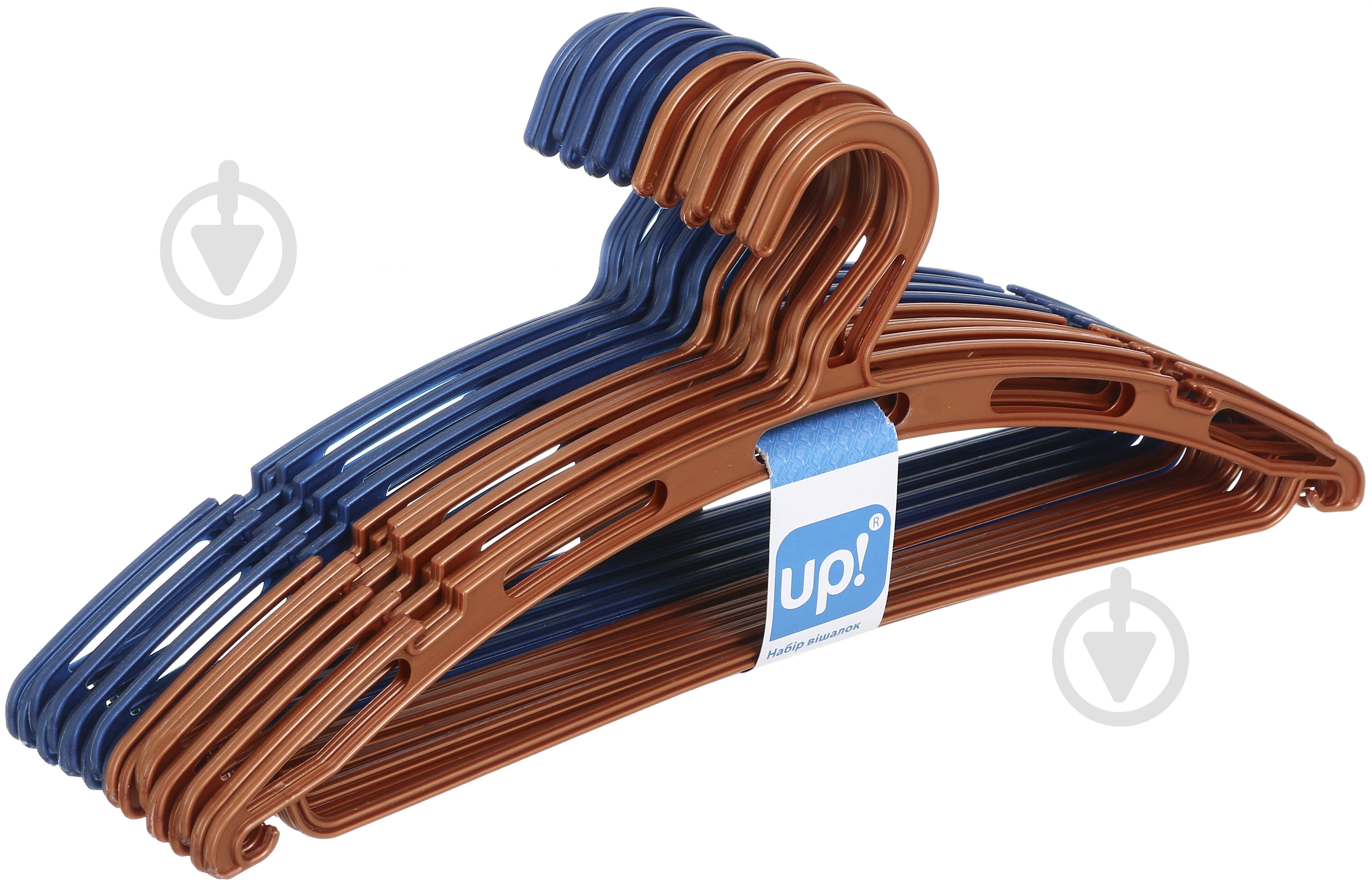 Набір плічок UP! (Underprice) кольорових з поперечиною 41 см пластик зеленийпомаранчевий 20 шт. - фото 3