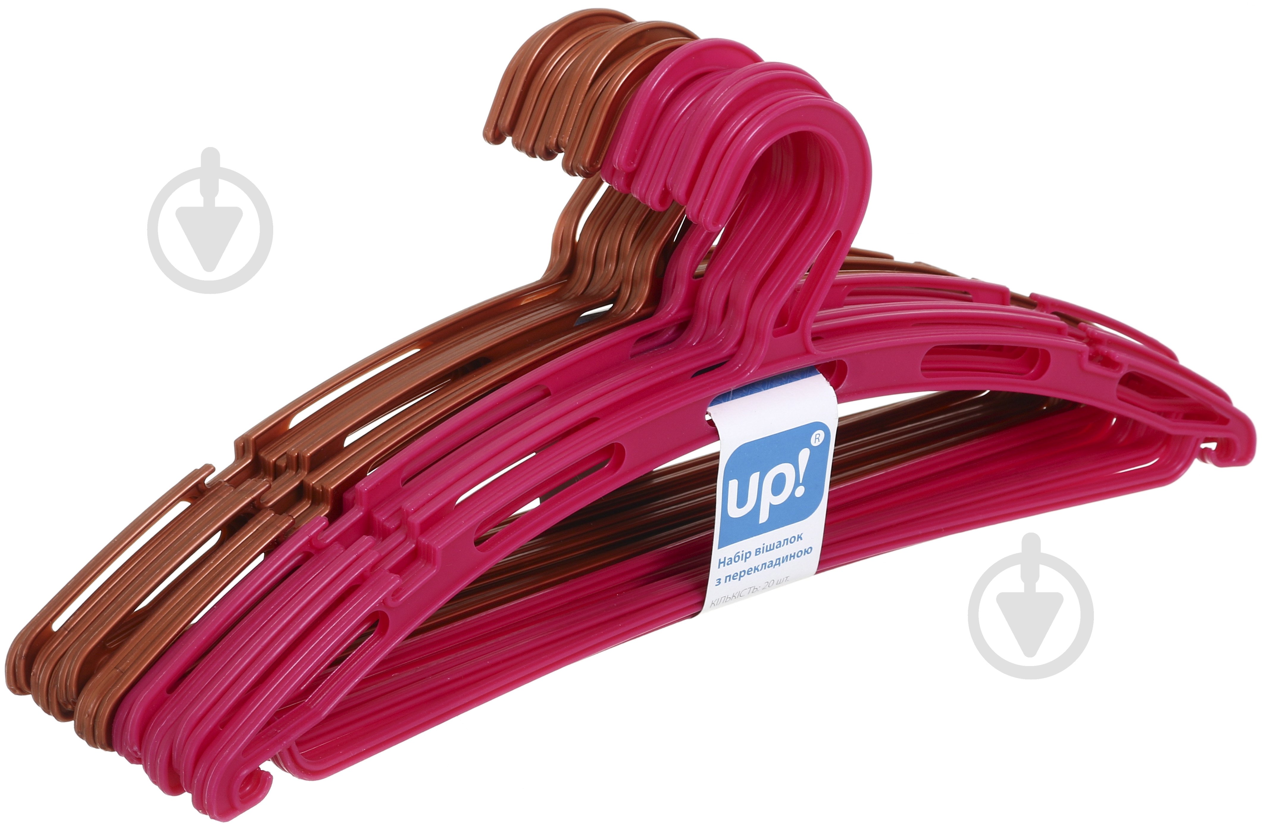 Набір плічок UP! (Underprice) кольорових з поперечиною 41 см пластик зеленийпомаранчевий 20 шт. - фото 2