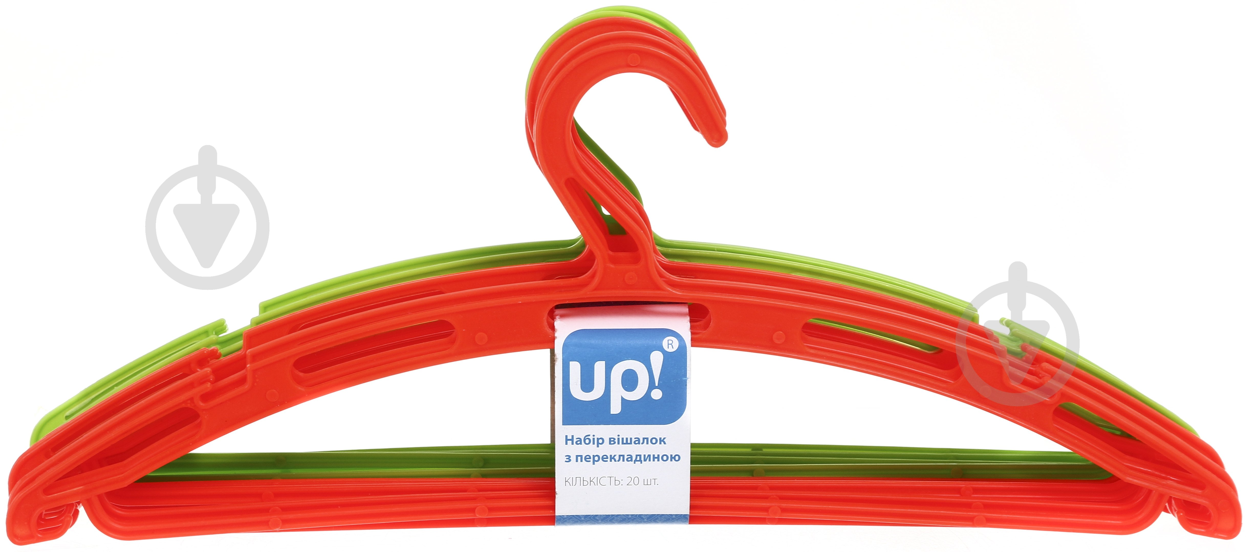 Набір плічок UP! (Underprice) кольорових з поперечиною 41 см пластик зеленийпомаранчевий 20 шт. - фото 8