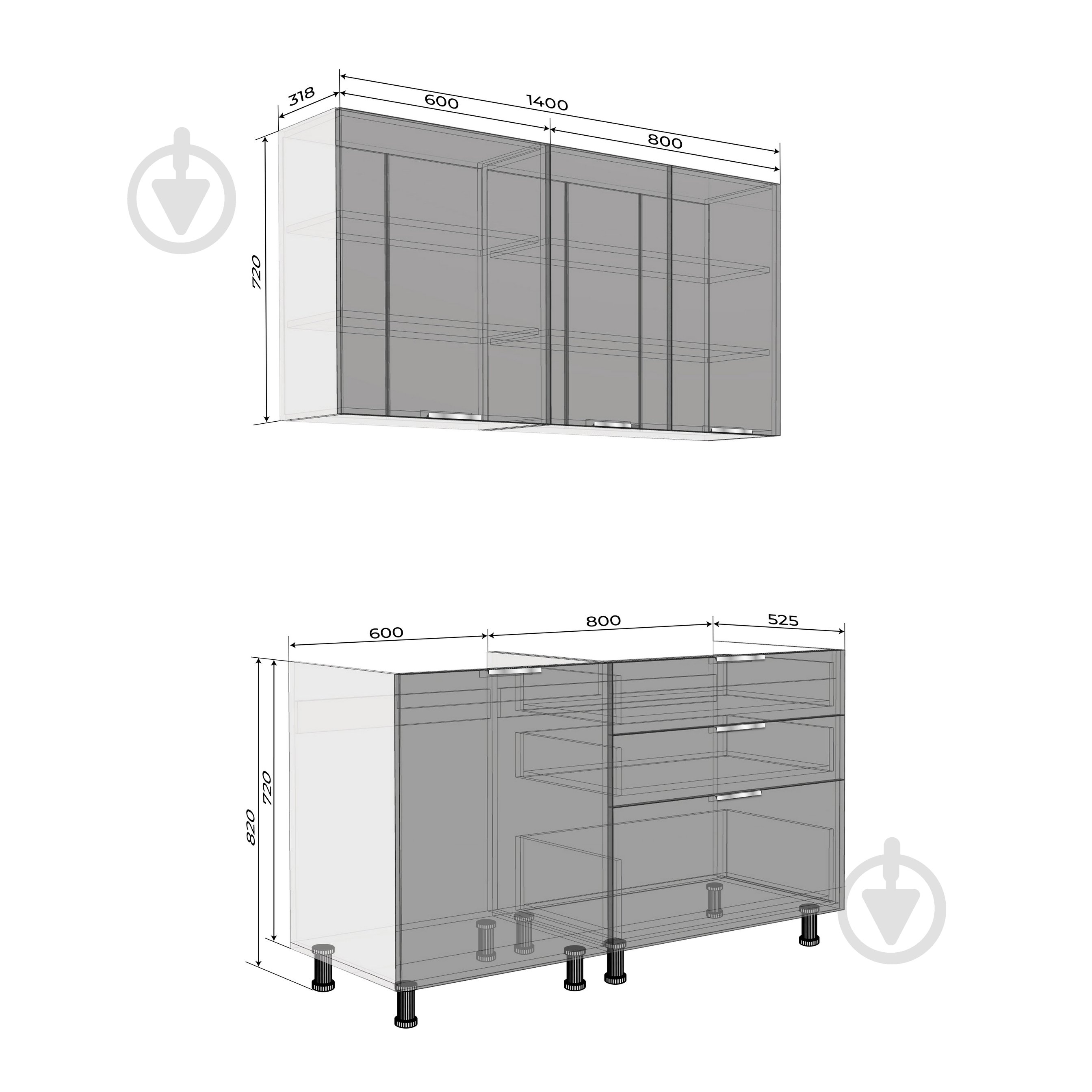 Кухня LuxeForm МС SMART Істрія без стільниці МДФ 1,4 м - фото 7