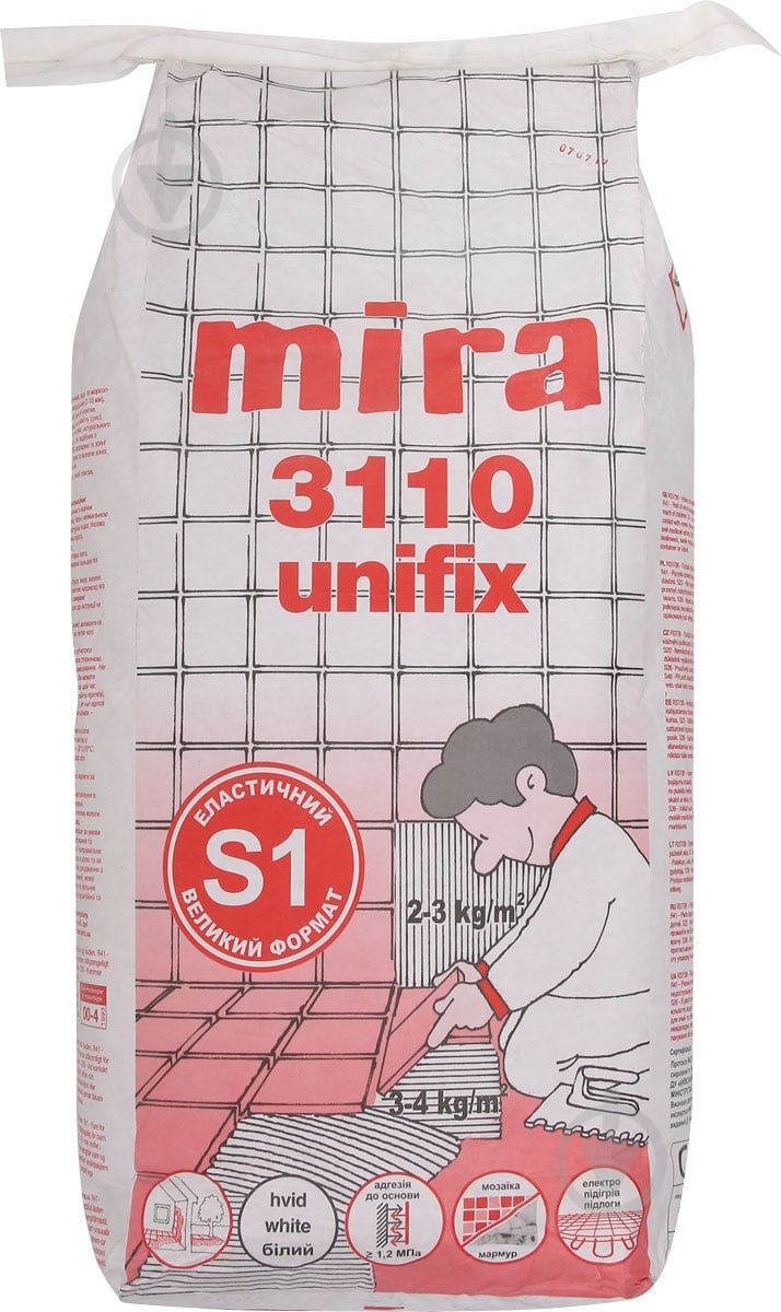 Клей для плитки Mira 3110 Unifix 25 кг - фото 1