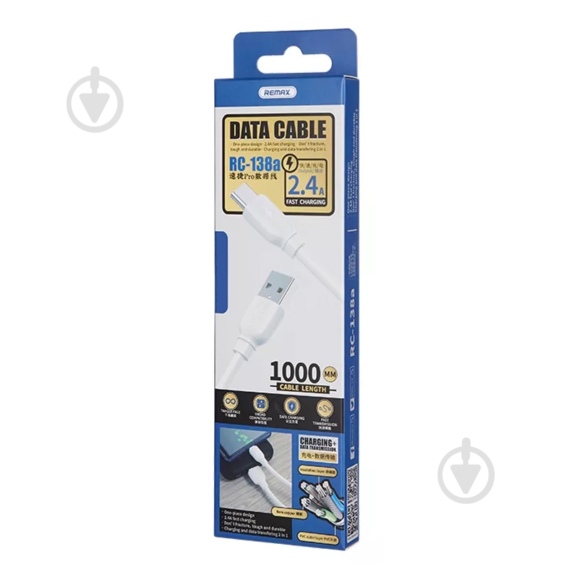 Кабель Remax Suji Series USB to Micro-USB 1 м white (RC-138m W) - фото 2