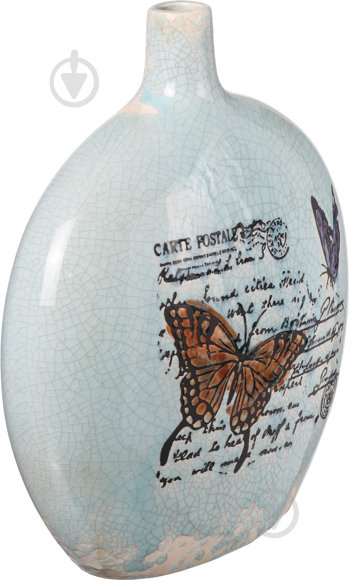 Ваза керамическая Бабочка 24,5 см 24,5 см голубая HG00058A0-H7634 - фото 2