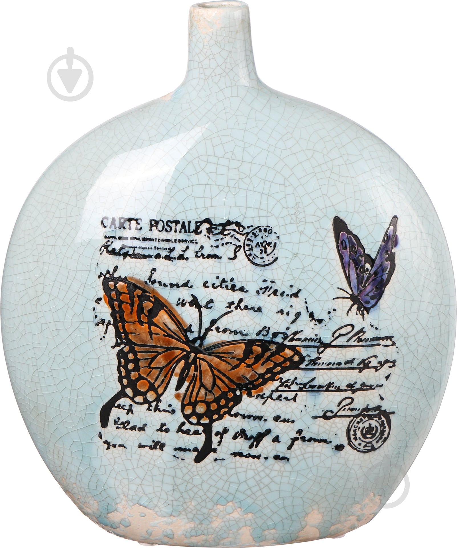 Ваза керамическая Бабочка 24,5 см 24,5 см голубая HG00058A0-H7634 - фото 1