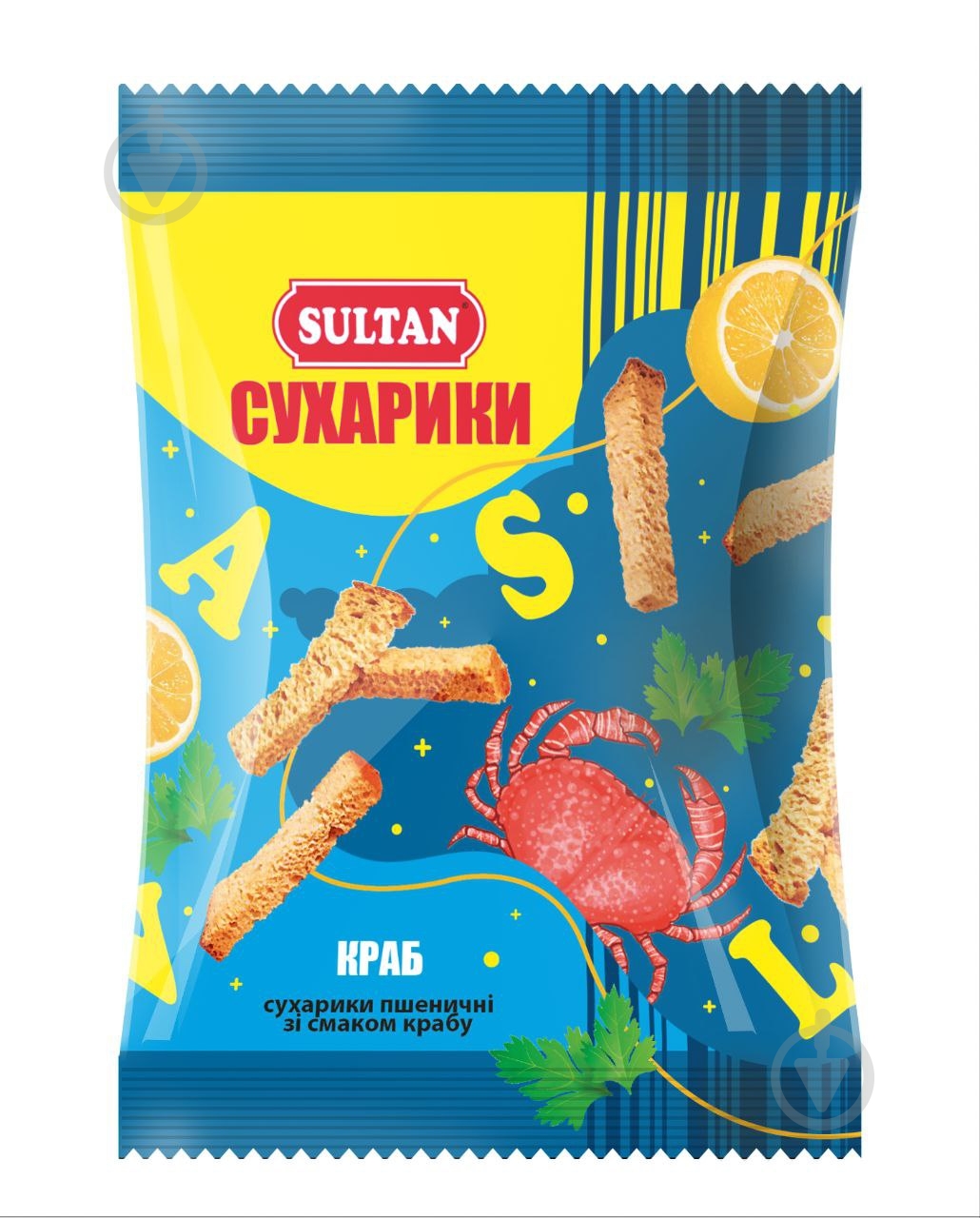 Сухарики SULTAN пшеничные со вкусом краба 90г - фото 1 Сухарики SULTAN пшеничные со вкусом краба 90г - фото 1