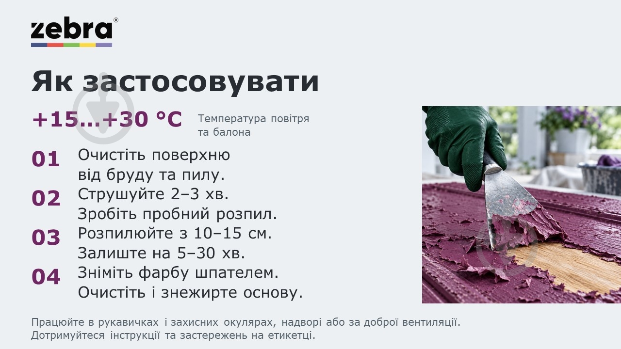 Смывка старой краски ZEBRA 0,4 л - фото 6