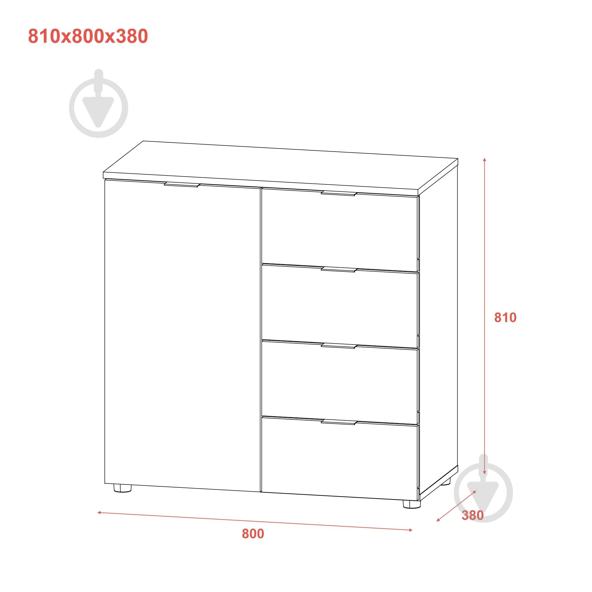 Комод Doros Рон 1 800x810x380 мм белый/белый - фото 5