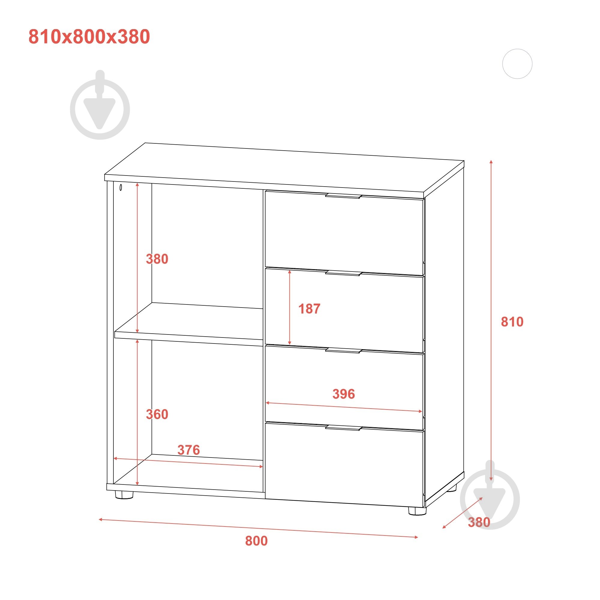Комод Doros Рон 1 800x810x380 мм белый/белый - фото 6