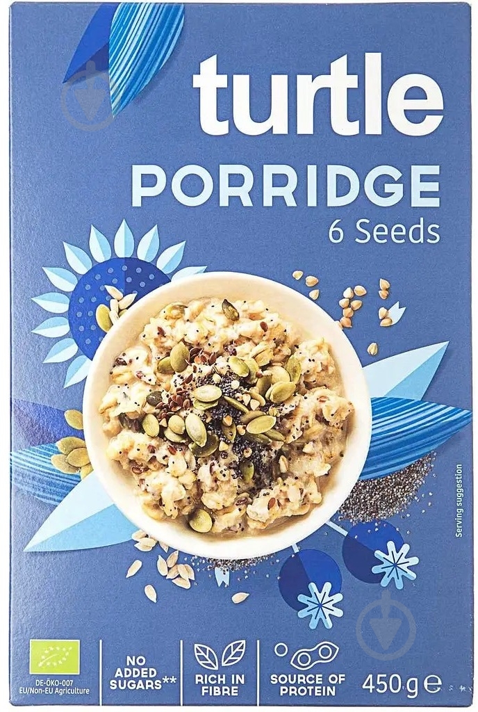 Каша вівсяна Turtle 6 видів насіння органічна 450 г (W8991) - фото 1