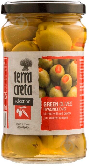 Оливки з перцем 160 г Terra Creta - фото 1 Оливки з перцем 160 г Terra Creta - фото 1