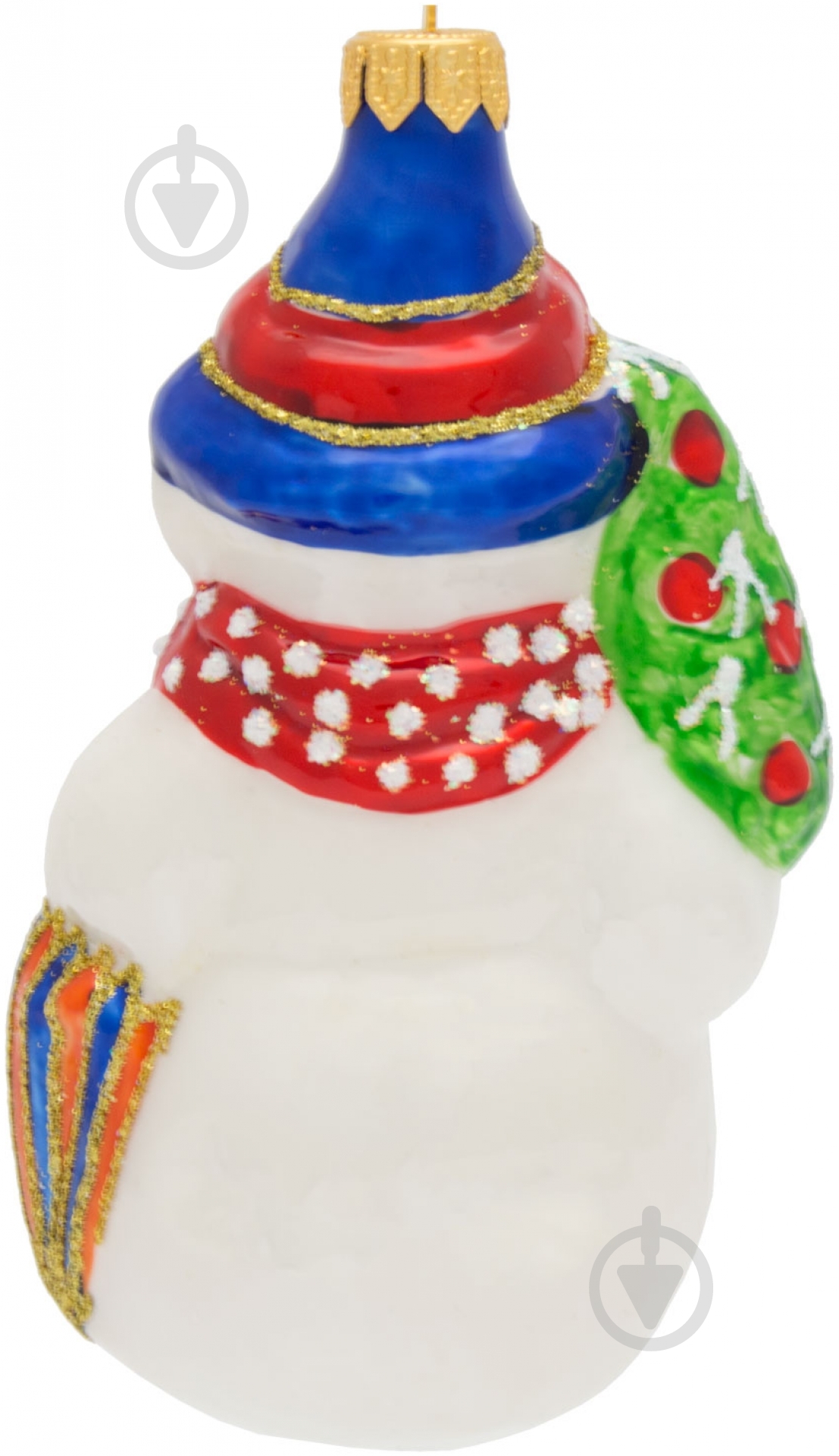 Елочная игрушка Снеговик с елкой 15 см - фото 2