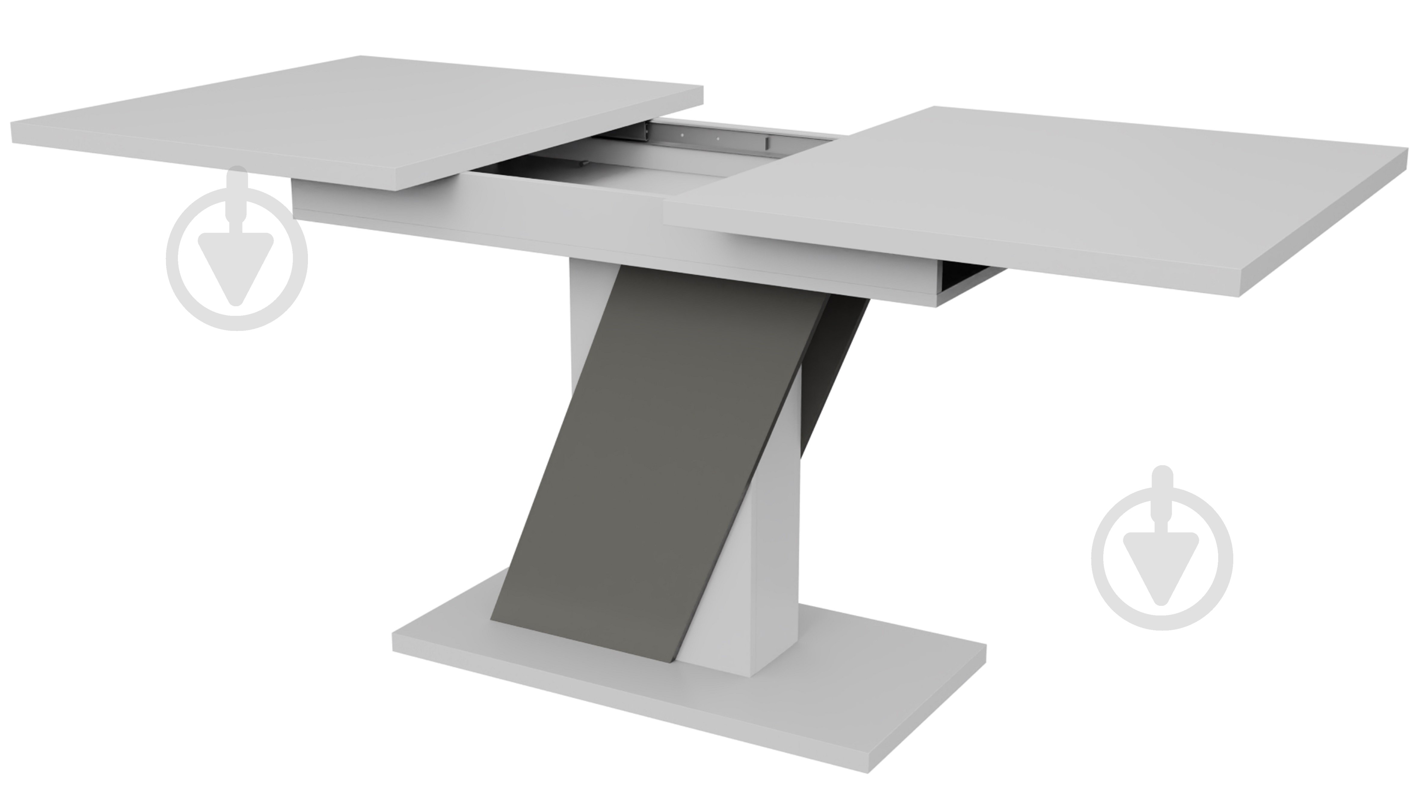 Стіл обідній Детройт 1380(1780)x780x750мм сірий/білий матовий - фото 2 Стіл обідній Детройт 1380(1780)x780x750мм сірий/білий матовий - фото 2