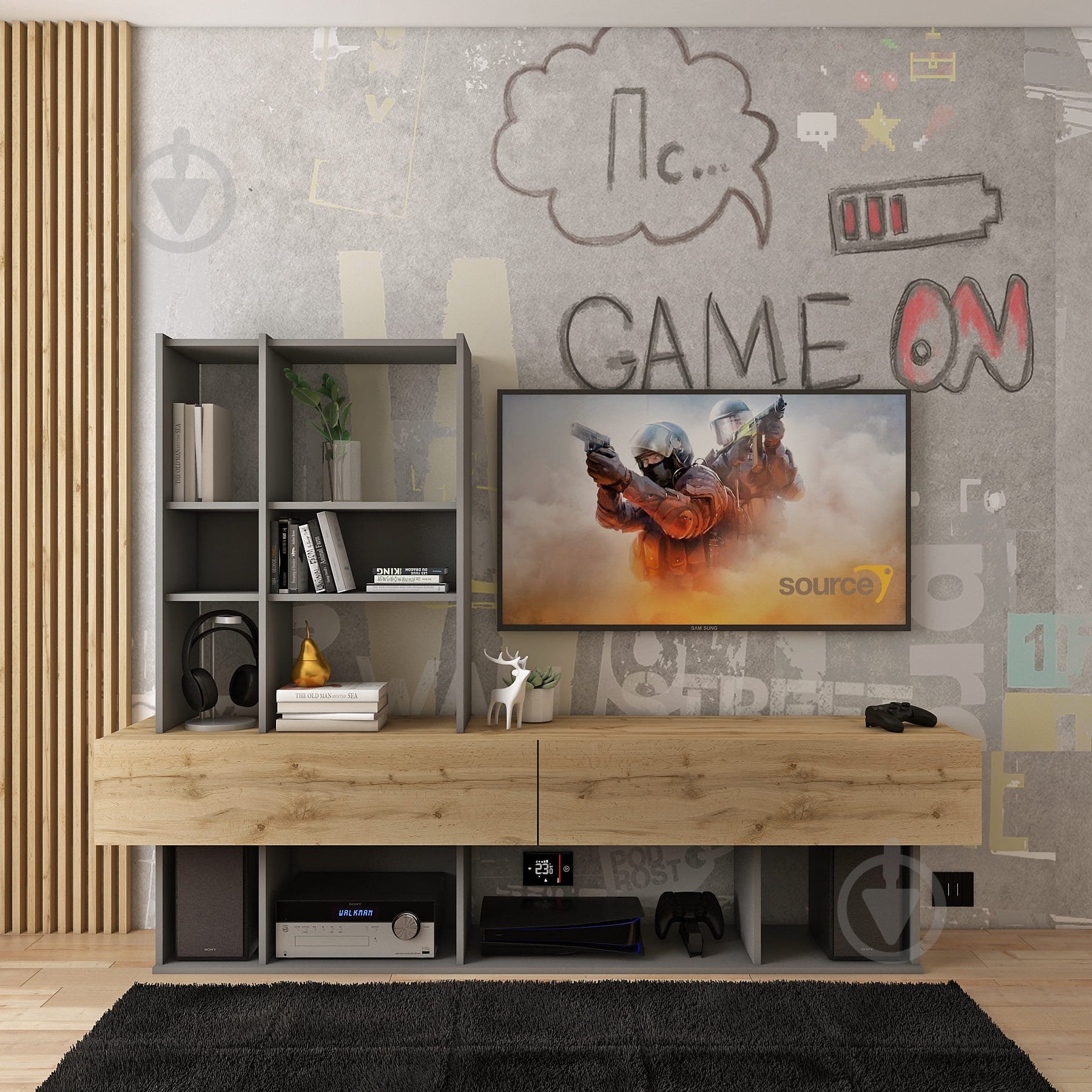 Стенка Нота Графіт/Дуб Евок Doros - фото 4