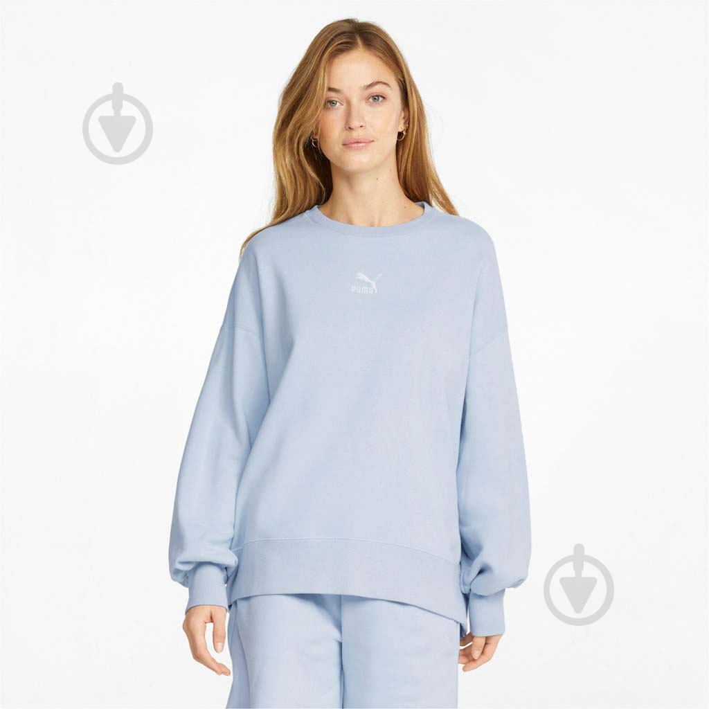 Світшот Puma CLASSICS OVERSIZED CREW 53351221 р. S блакитний - фото 1