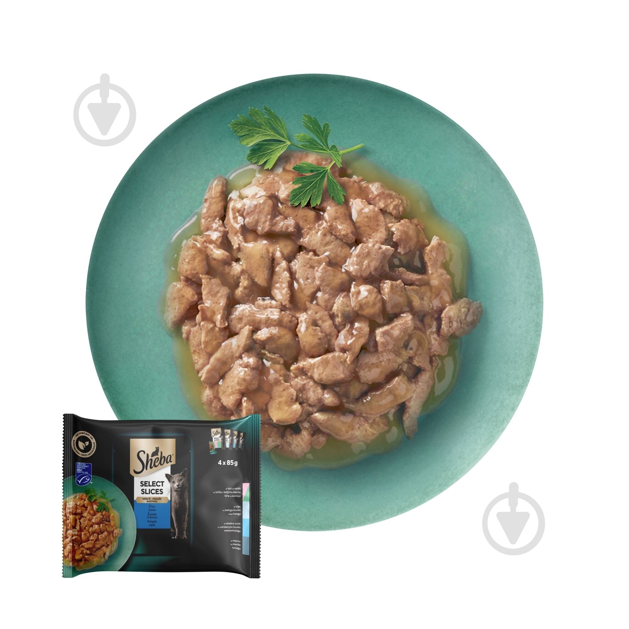 Корм влажный для котов Sheba рибное ассорти в соусе 4х85 г - фото 7 Корм влажный для котов Sheba рибное ассорти в соусе 4х85 г - фото 7