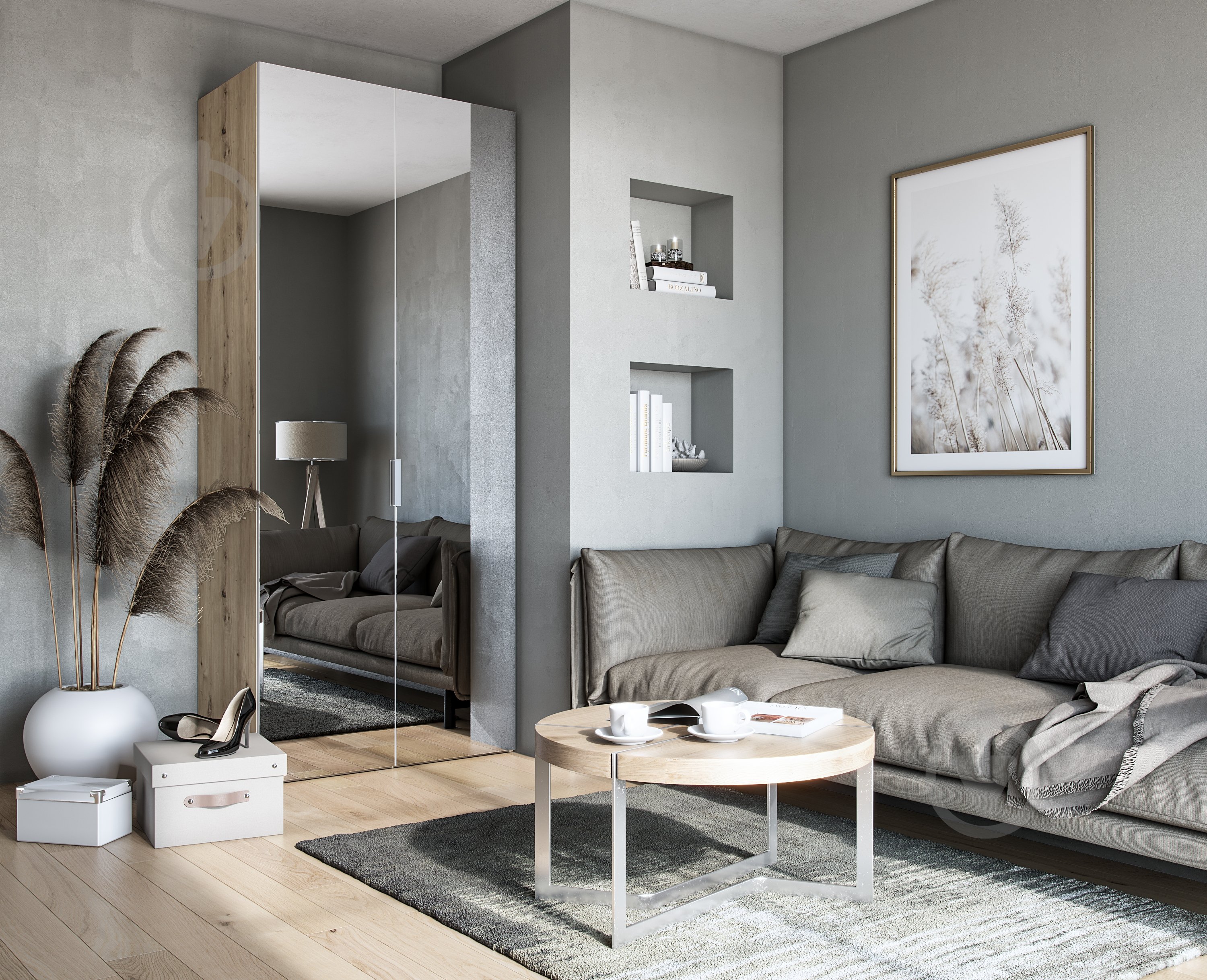 УЦІНКА! Двері до шафи Грейд ш-к ФЛЕКС з дзеркалом ДСП #16 2368х496 мм німфея альба (УЦ №2576) - фото 2