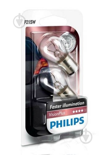 Автолампа накаливания Philips VisionPlus (12499VPB2) P21/5W 21/5 Вт 2 шт.(36316630) - фото 2 Автолампа накаливания Philips VisionPlus (12499VPB2) P21/5W 21/5 Вт 2 шт.(36316630) - фото 2