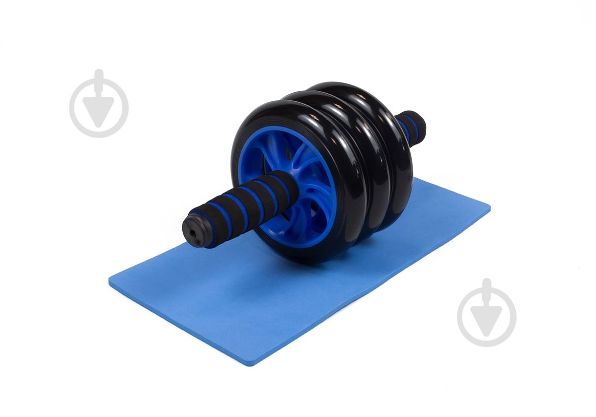 Ролик для пресса EasyFit 3 колеса с ковриком синий - фото 1