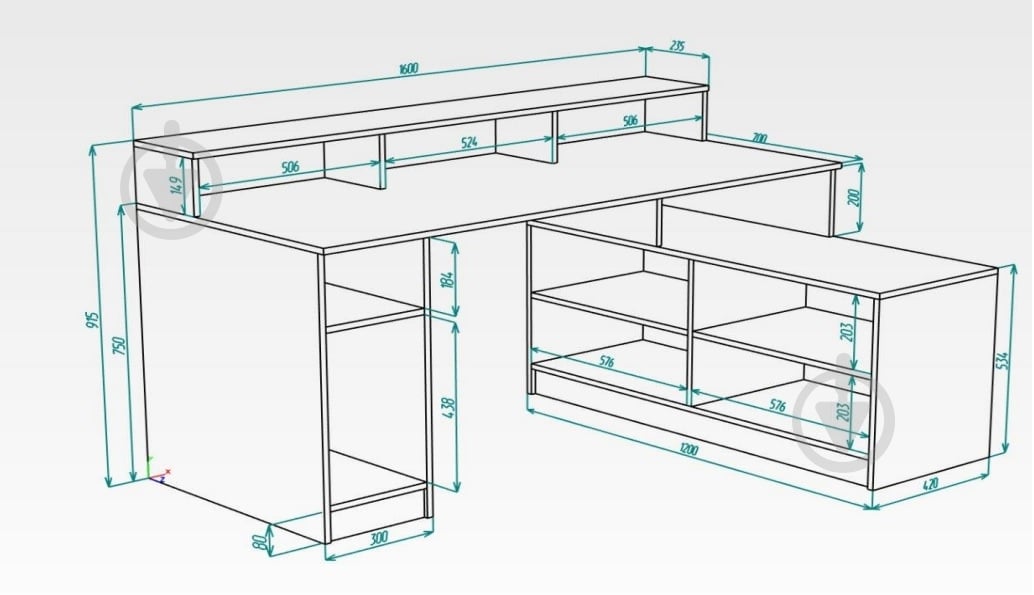 Стол письменный DC Слайго-1 750х1600х700 мм антрацит/дуб тахо - фото 8