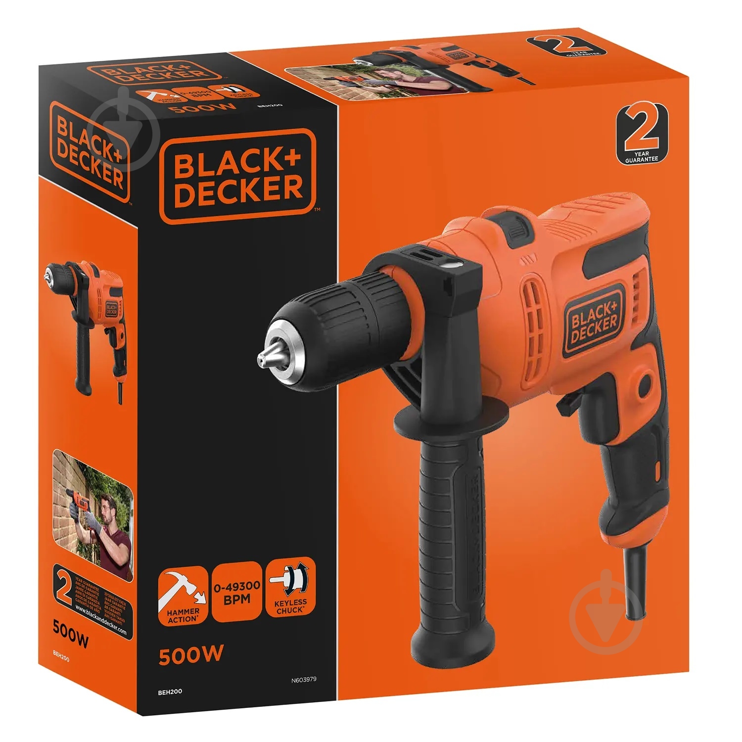 Дриль ударний Black+Decker BEH200 - фото 9