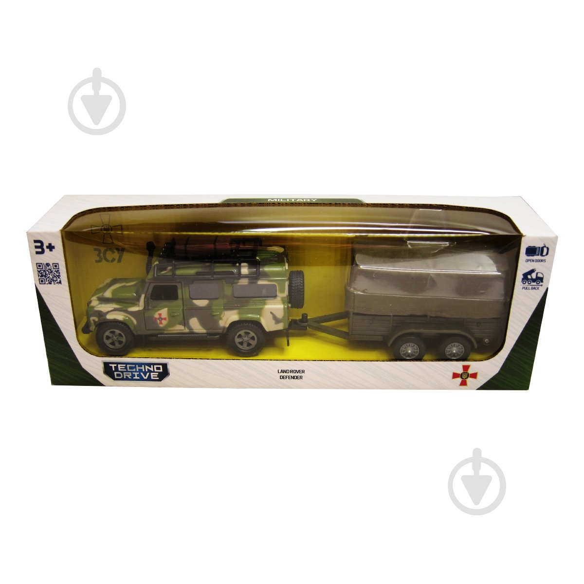 Игровой набор TechnoDrive 1:32 Land Rover Defender Mилитари (с прицепом) 520027.270 - фото 2 Игровой набор TechnoDrive 1:32 Land Rover Defender Mилитари (с прицепом) 520027.270 - фото 2