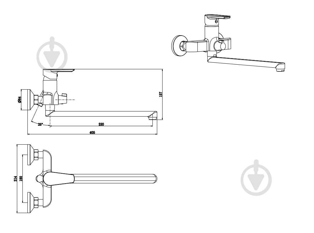 Смеситель для ванны Aqua Rodos Optima 90976 - фото 6
