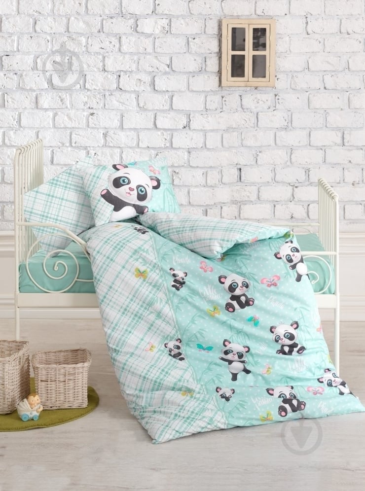Комплект постельного белья Cotton box мятный Panda - фото 1 Комплект постельного белья Cotton box мятный Panda - фото 1