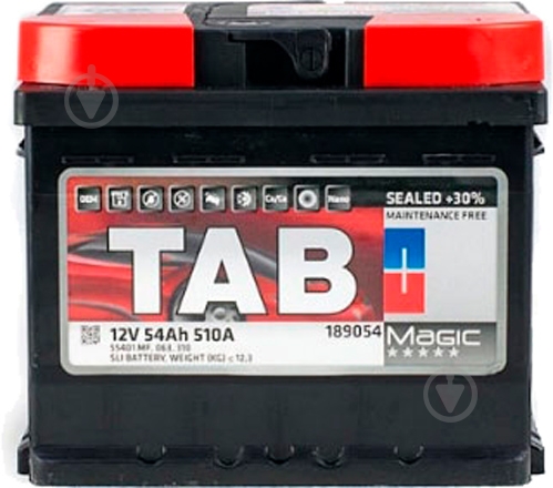 Аккумулятор автомобильный TAB Magic 54Ah 510A 12V «+» справа (189054) - фото 1 Аккумулятор автомобильный TAB Magic 54Ah 510A 12V «+» справа (189054) - фото 1
