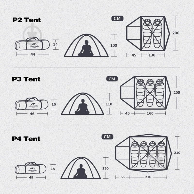 Палатка Naturehike P-Series Family Camping Tent CNK2300ZP028, светлый серый 6,9760239205e+012 - фото 2