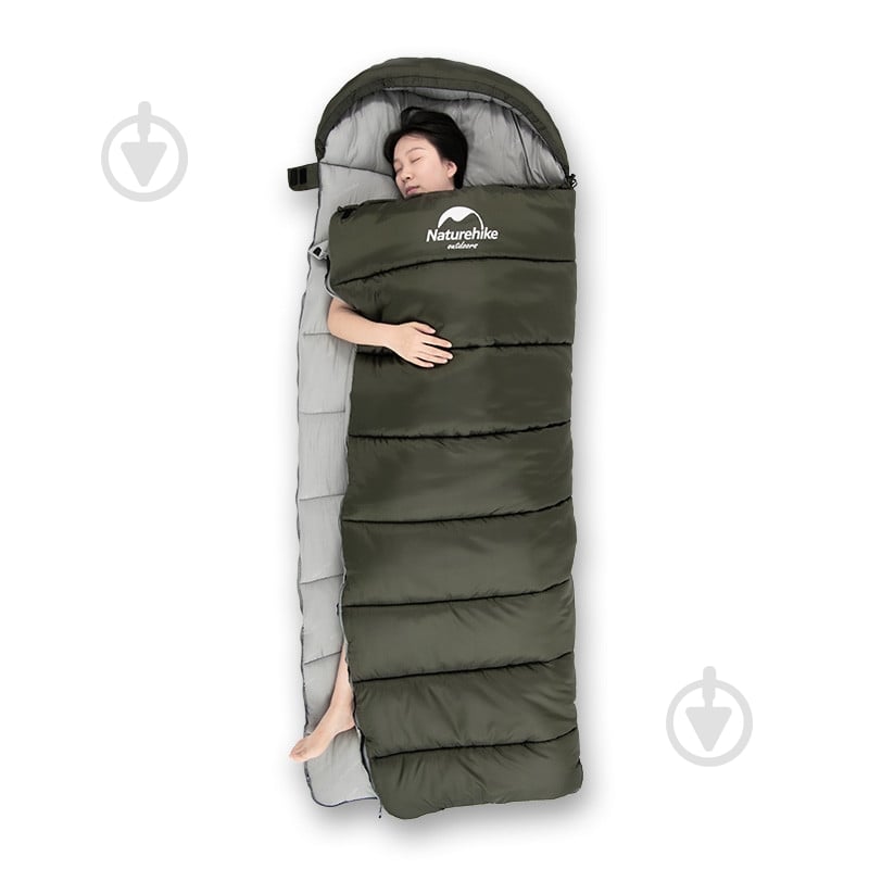 Спальник Naturehike с капюшоном U350S NH20MSD07 (-3°C) левый Темно-зеленый (6927595764329-L) - фото 4