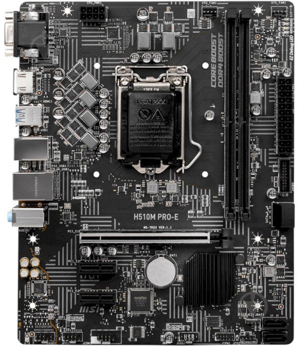 Материнская плата MSI H510M PRO-E (Socket 1200, Intel H510, micro ATX) - фото 1 Материнская плата MSI H510M PRO-E (Socket 1200, Intel H510, micro ATX) - фото 1