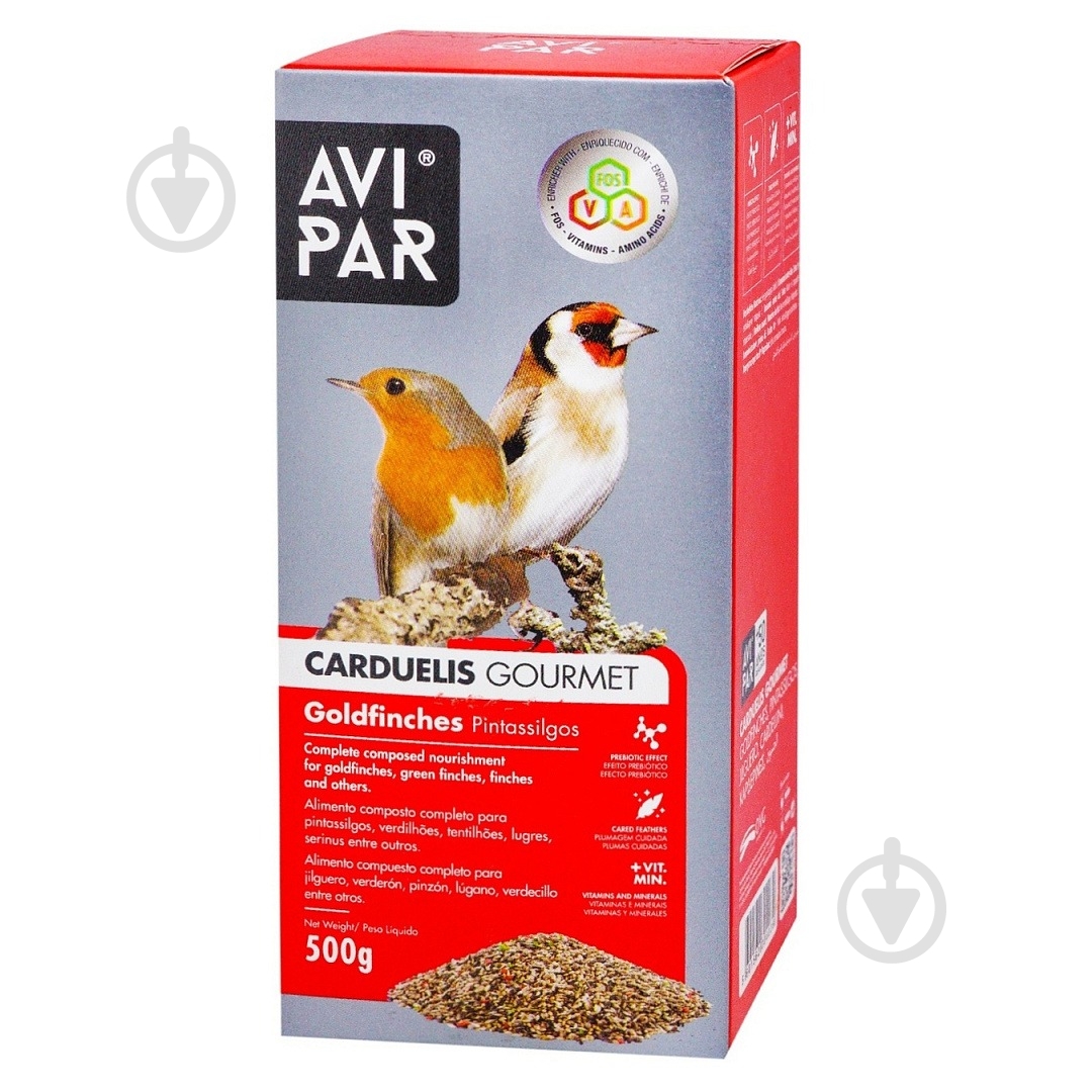 Корм Avipar Carduelis Gourmet для щиглів, зябликів та інших в’юркових пташок 500 г (канарське насіння, ріпак, овес) - фото 1