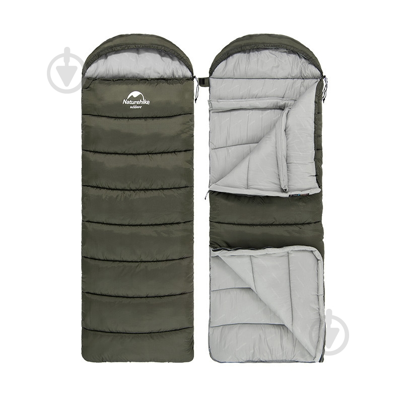 Спальник Naturehike с капюшоном U350S NH20MSD07 (-3°C) правый Темно-зеленый (6927595764329-R) - фото 3 Спальник Naturehike с капюшоном U350S NH20MSD07 (-3°C) правый Темно-зеленый (6927595764329-R) - фото 3