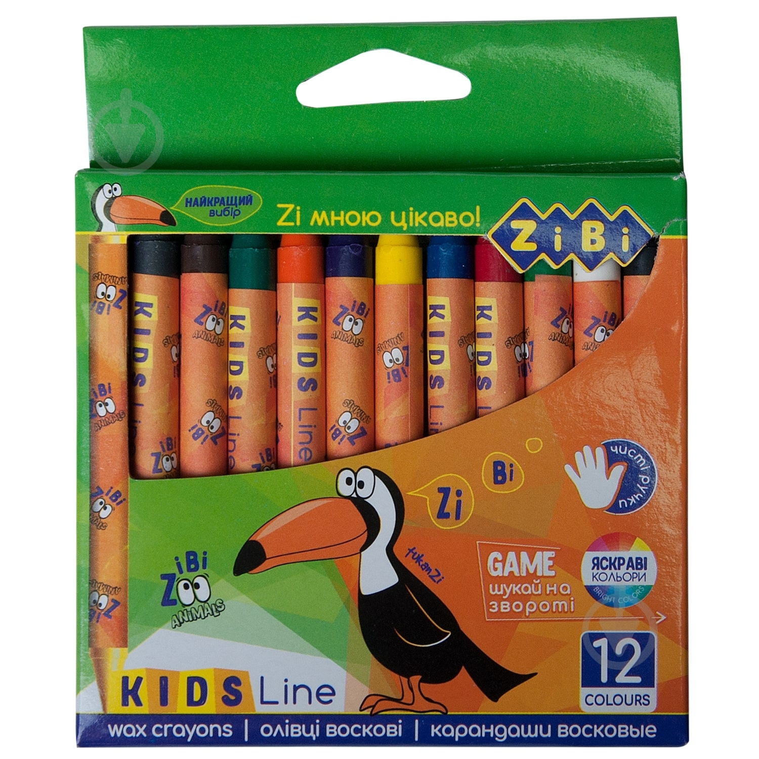 Карандаши восковые 12 цветов KIDS Line ZiBi - фото 1