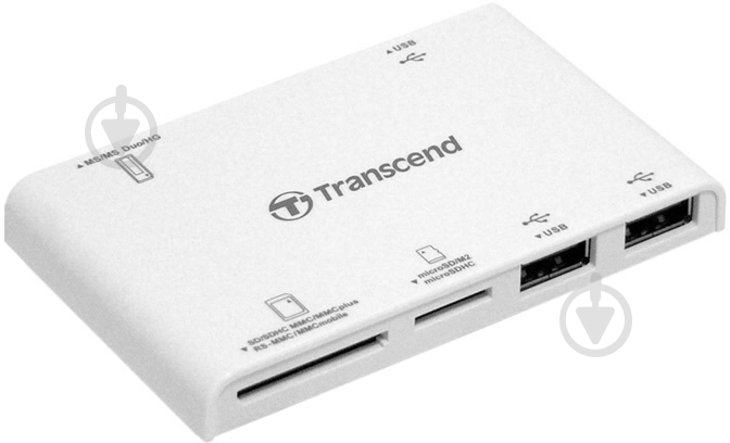 Кардридер Transcend USB 2.0 + USB HUB (TS-RDP7W) - фото 1 Кардридер Transcend USB 2.0 + USB HUB (TS-RDP7W) - фото 1