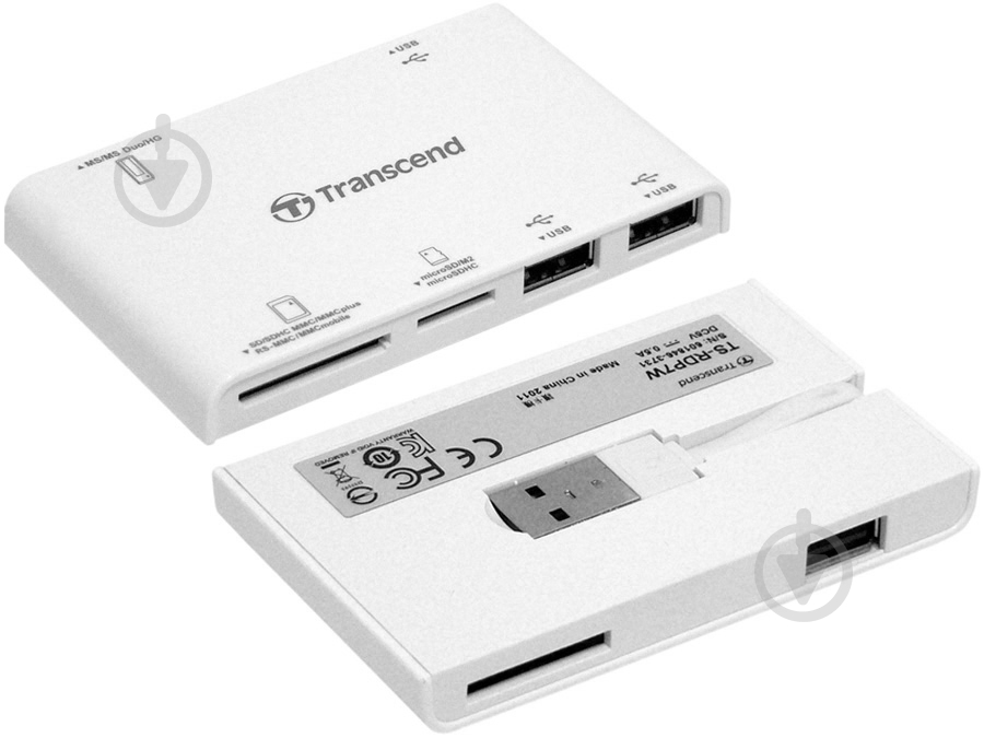 Кардридер Transcend USB 2.0 + USB HUB (TS-RDP7W) - фото 3 Кардридер Transcend USB 2.0 + USB HUB (TS-RDP7W) - фото 3