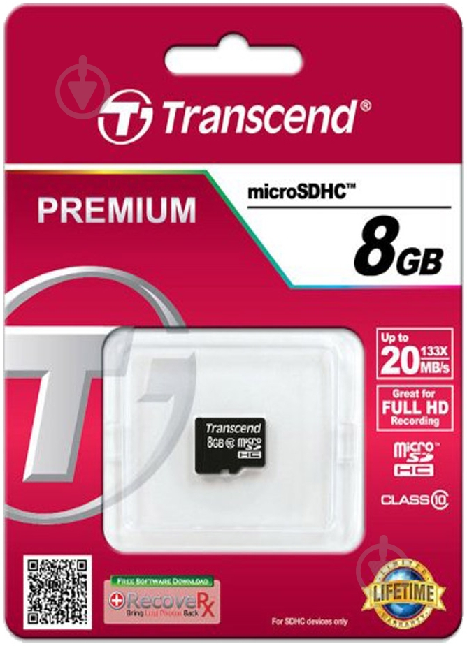 Карта памяти Transcend MicroSDHC 8GB (TS8GUSDC10) - фото 3