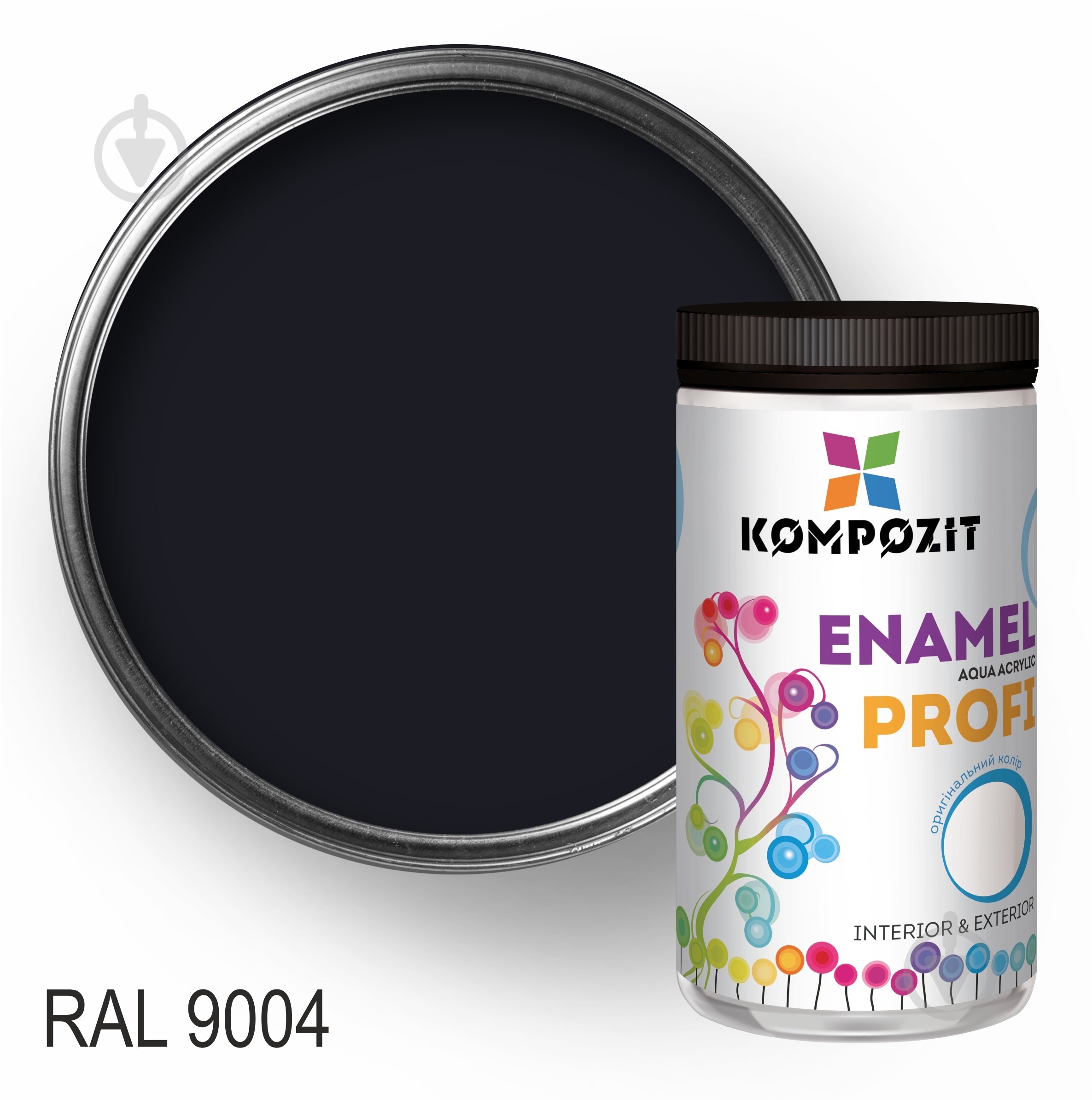 Эмаль Kompozit акриловая Profi RAL 9004 шелковистый мат 2,7 л - фото 1 Эмаль Kompozit акриловая Profi RAL 9004 шелковистый мат 2,7 л - фото 1
