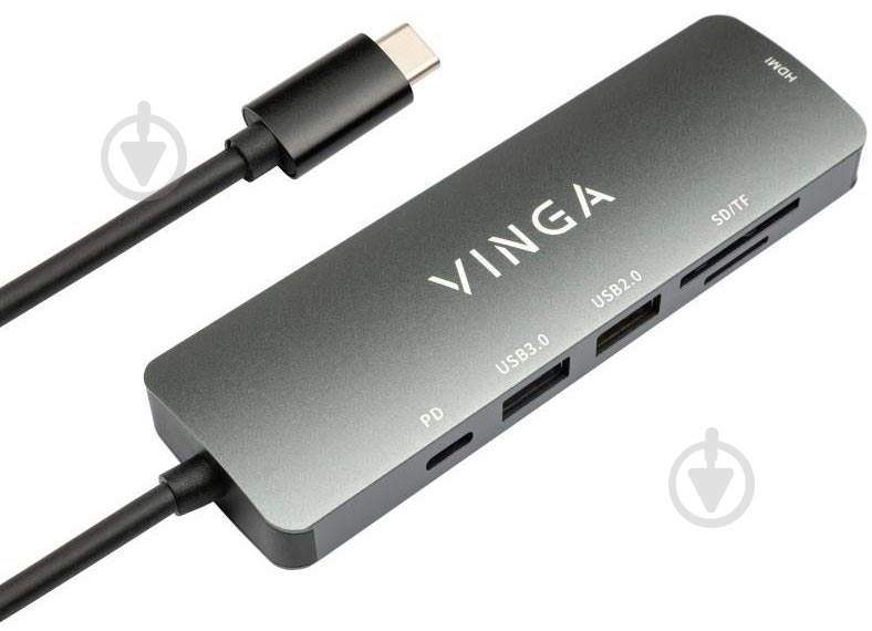 Концентратор Vinga USB Type-C 3.1 to HDMI+USB3.0+USB 2.0+SD/microSD+PD 6in1 - фото 3