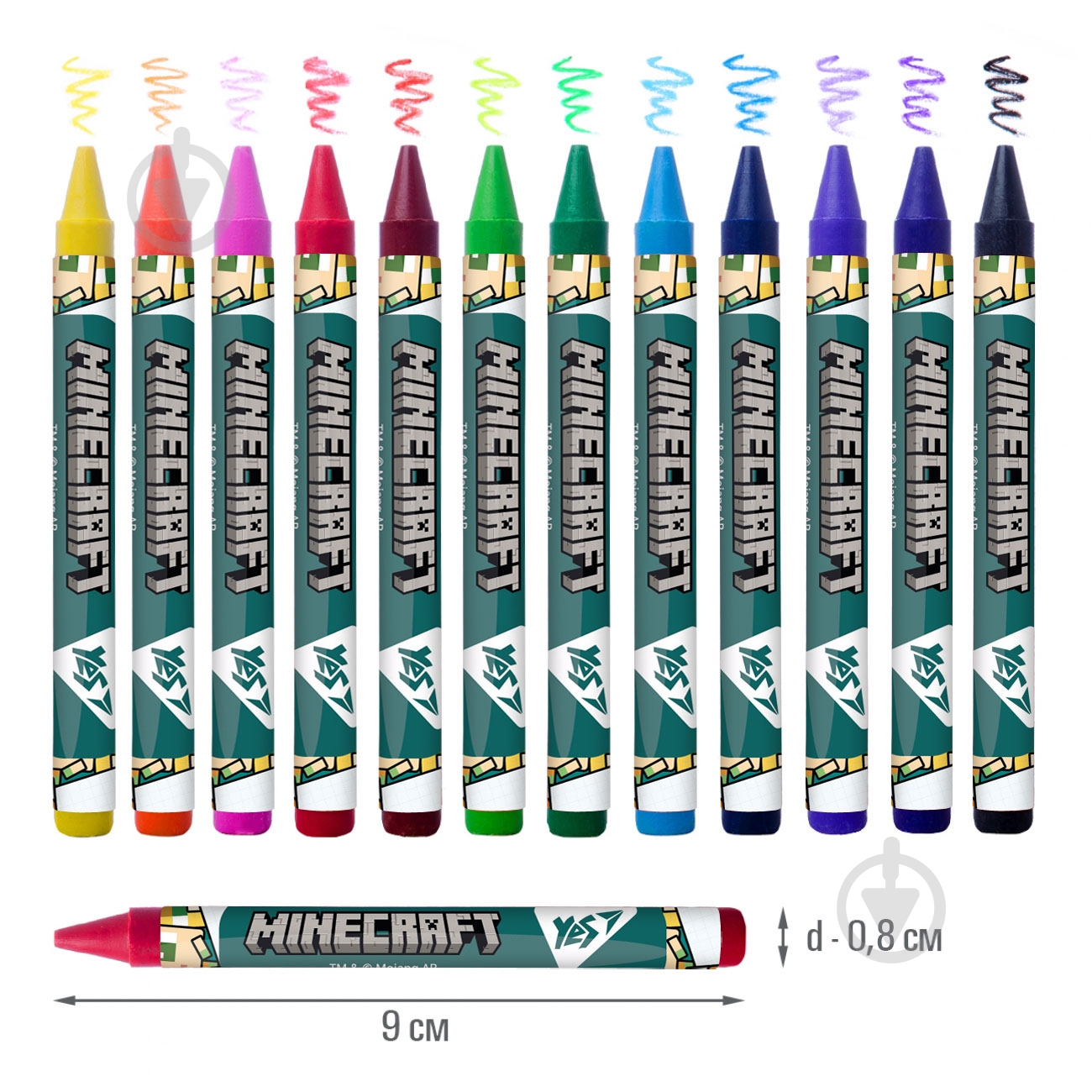 Карандаши восковые Minecraft 12 шт. YES - фото 2