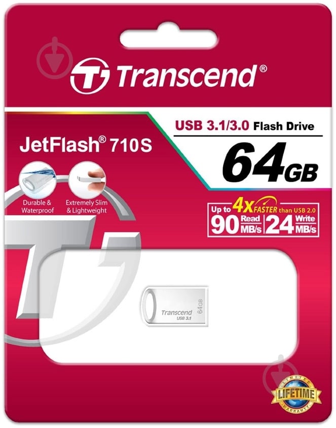 Флеш-память USB Transcend JetFlash 710 64 ГБ USB 3.0 silver (TS64GJF710S) - фото 4