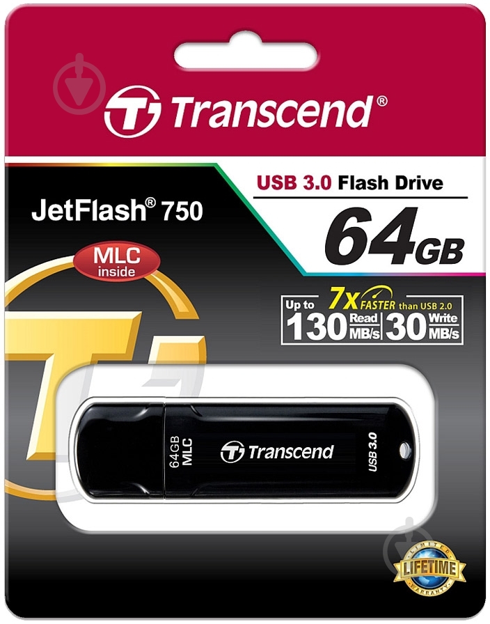 Флеш-память USB Transcend JetFlash 750 64 ГБ USB 3.0 (TS64GJF750K) - фото 4 Флеш-память USB Transcend JetFlash 750 64 ГБ USB 3.0 (TS64GJF750K) - фото 4