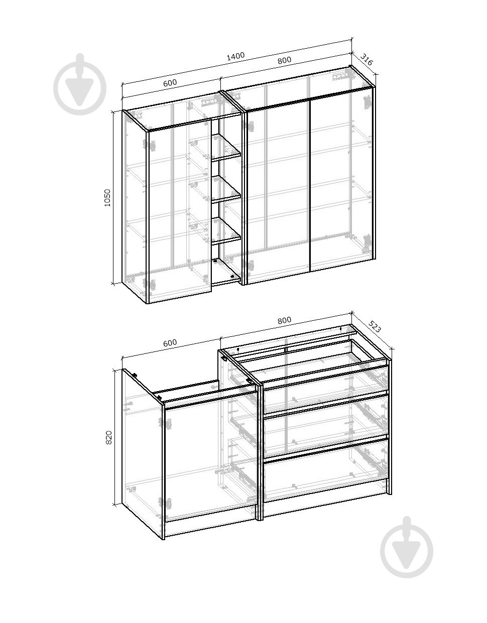 Кухня Грейд МС Ідея ЛОФТ (без стільниці) ДСП 1,4м бетон/білий - фото 5 Кухня Грейд МС Ідея ЛОФТ (без стільниці) ДСП 1,4м бетон/білий - фото 5