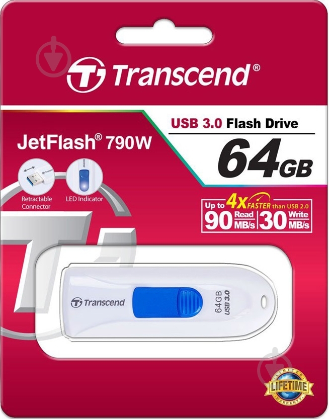 Флешпам'ять USB Transcend JetFlash 790 64 ГБ USB 3.0 (TS64GJF790W) - фото 4