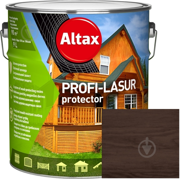 Лазурь Altax PROFI-LASUR protector коричневый мат 9 л - фото 1 Лазурь Altax PROFI-LASUR protector коричневый мат 9 л - фото 1