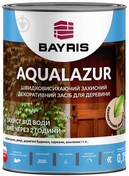 Лазурь Bayris Aqualazur белый мат 0,75 л - фото 2