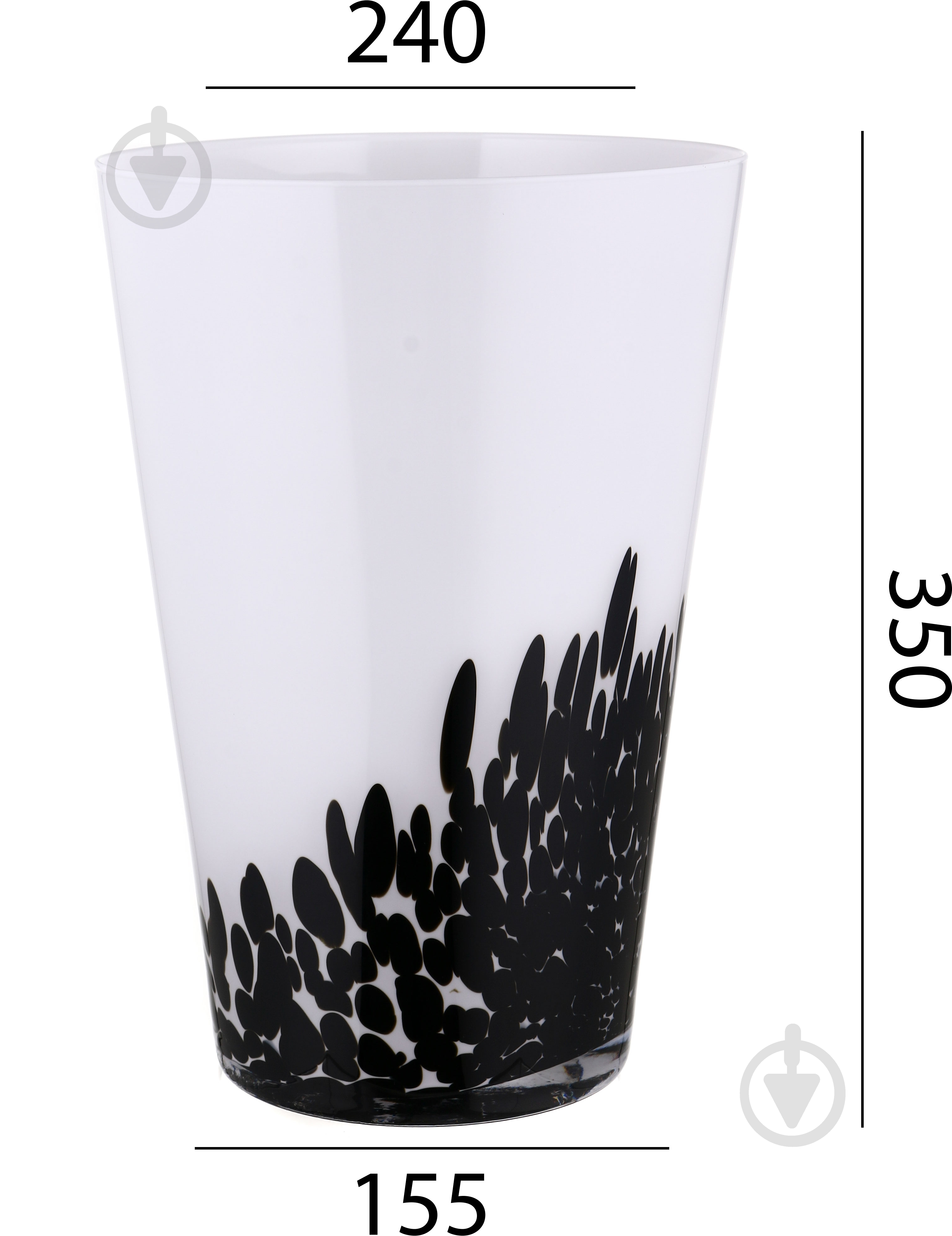 Ваза скляна Wrzesniak Glassworks Confetti опал 35 см чорний - фото 3