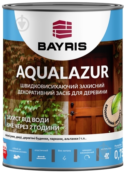 Лазурь Bayris Aqualazur каштан мат 0,75 л - фото 2